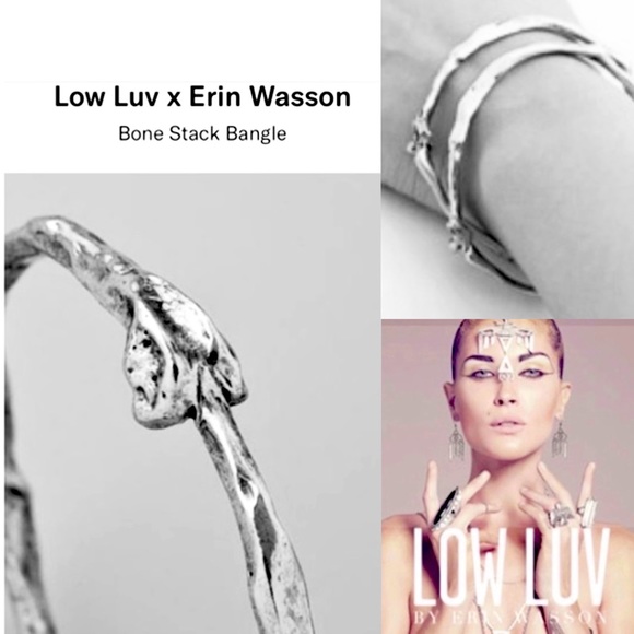 NEW LOW LUV x Erin Wasson Silver Bone Stack Bracelet - Picture 2 of 16